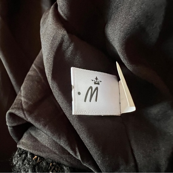 J•R•M Women’s Black Metallic Collarless Button Down Tweed Long Blazer Overcoat - Picture 11 of 16